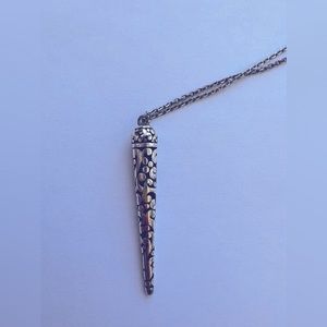 Brighton ASTRID Deco Scroll Cone Shaped Spiral Pendant Silver Long Necklace 28”